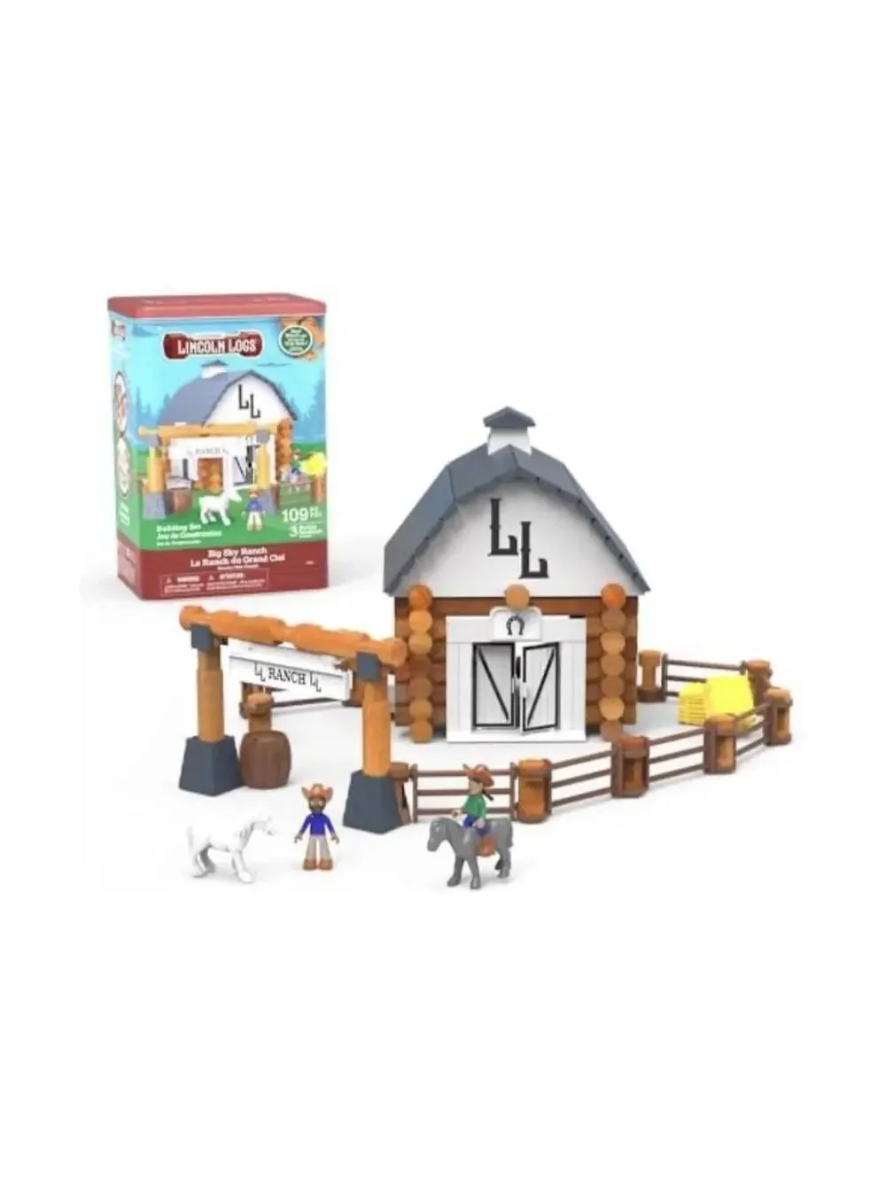Lincoln Logs Big Sky Ranch 110 Piece Real Wood Building Set 3 Models Kids 5+